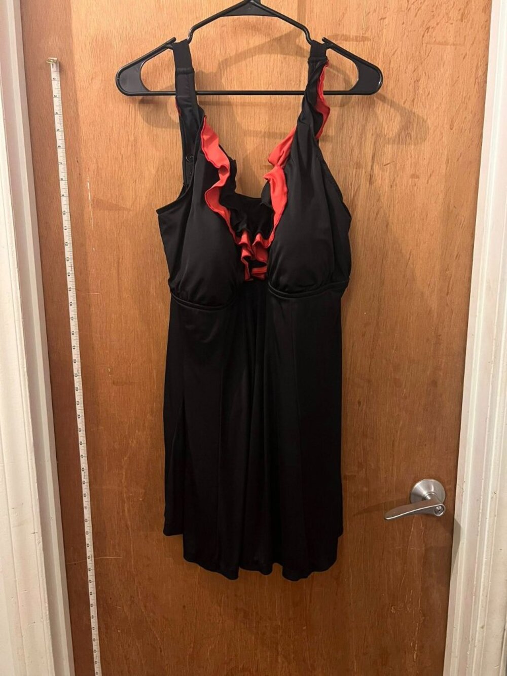 Size 20W - Maxine - Black and Red One-Piece Swim Dress